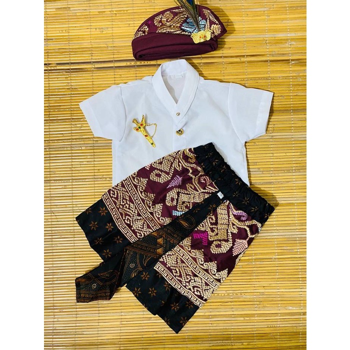 CUCI GUDANG Baju Safari Kamen Udeng Pakaian Adat Bali Bayi dan Anak 0-1 tahun Baju Kamen Udeng Warna