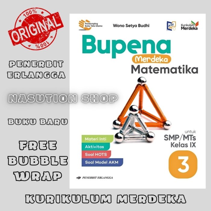 

SALE !!! BUKU BUPENA MATEMATIKA KELAS 3 / 9 IX SMP ERLANGGA KURIKULUM MERDEKA READYY