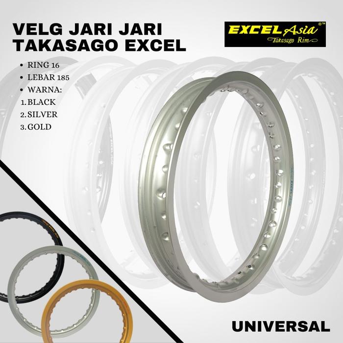 Grosir Velg Pelek Takasago Excel Asia 185 Ring 16 Black Gold Silver