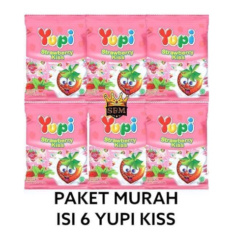

SALE !!! ISI 6 ~ ATG ~ YUPI STRAWBERRY KISS PERMEN YUPI STRAWBERRY KISS 1 PACK 120GR PERMEN JADUL