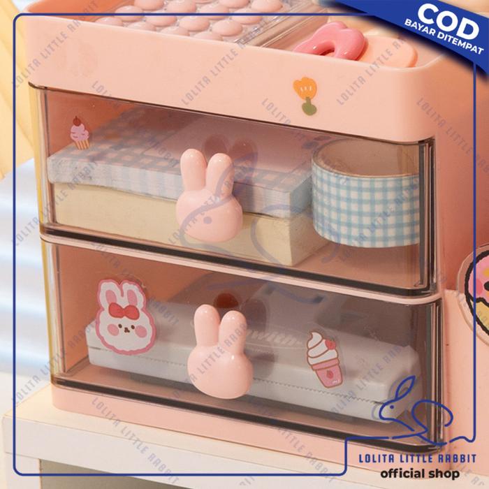 

SALE PROMO RAK PLASTIK DENGAN LACI 2 TINGKAT MOTIF BUNNY DESK ORGINIZER / RAK KOSMETIK / RAK LACI