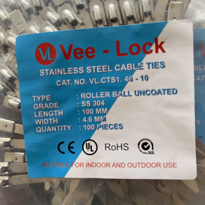 

SALE TERBARU CABLE TIES - KABEL TIS STAINLESS VEE-LOCK 4.6 X 100 MM - 100PCS READYY