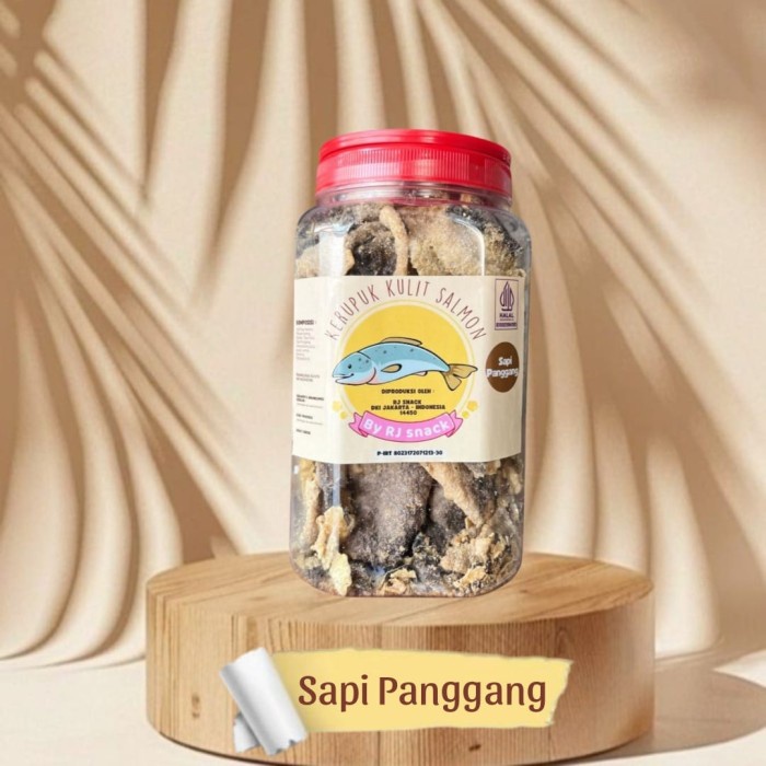 

SALE !!! KERUPUK KULIT IKAN SALMON RASA SAPI PANGGANG TOPLES JUMBO 250GR CEMILAN KRIUK SEHAT MURAH