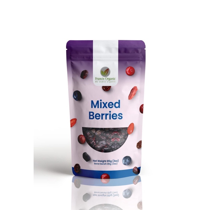 

SALE !!! FRANCIS ORGANIC MIXED DRIED BERRIES 80GR (2,8OZ) /4 MACAM BERRY KERING READYY