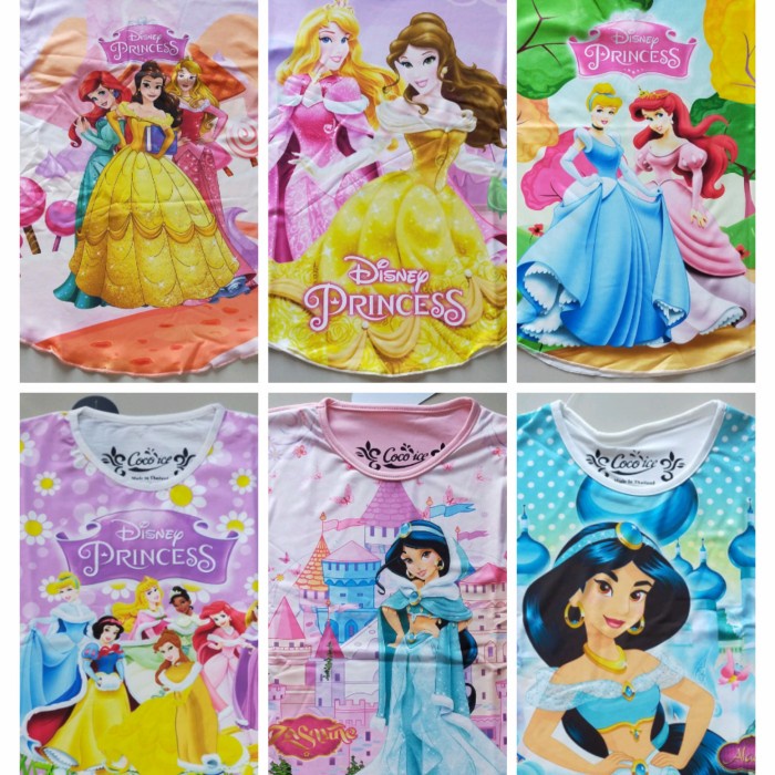 KAOS ATAS ANAK COCO ICE PRINTING MOTIF BARU PRINCESS JASMINE PONY DLL