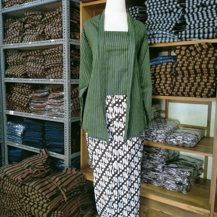 BERKUALITAS Setelan Kebaya Lurik Wanita Adat Jawa Kutubaru Jogja Solo Atasan Dewasa Baju Adat Jawa