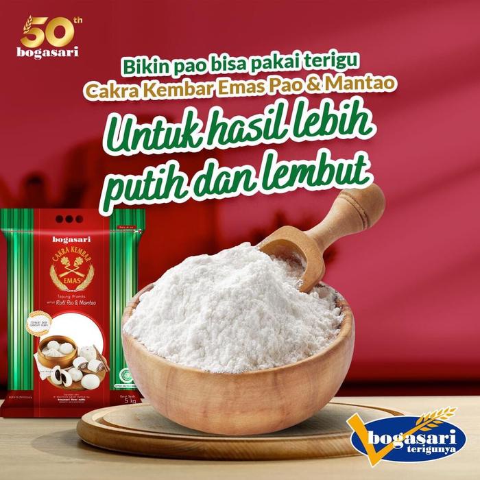 

SALE !!! CAKRA KEMBAR EMAS PAO DAN MANTAO 5KG TEPUNG TERIGU UNTUK BAKPAO READYY