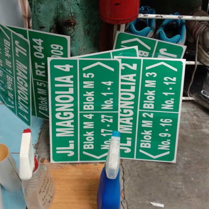 plang nama jalan plat aluminium lapisan sticker reflective lebar 30cm