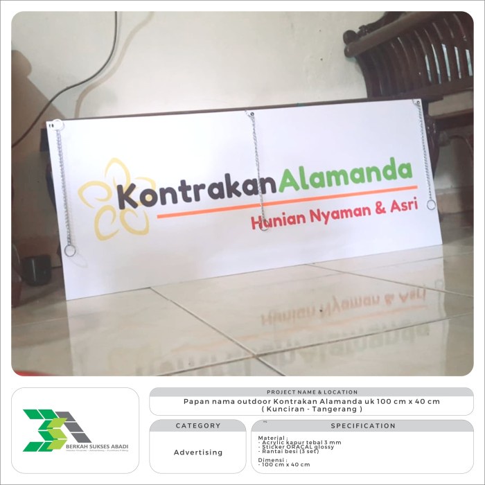

Papan nama outdoor 100 x 40 cm plang nama outdoor awet tahan lama