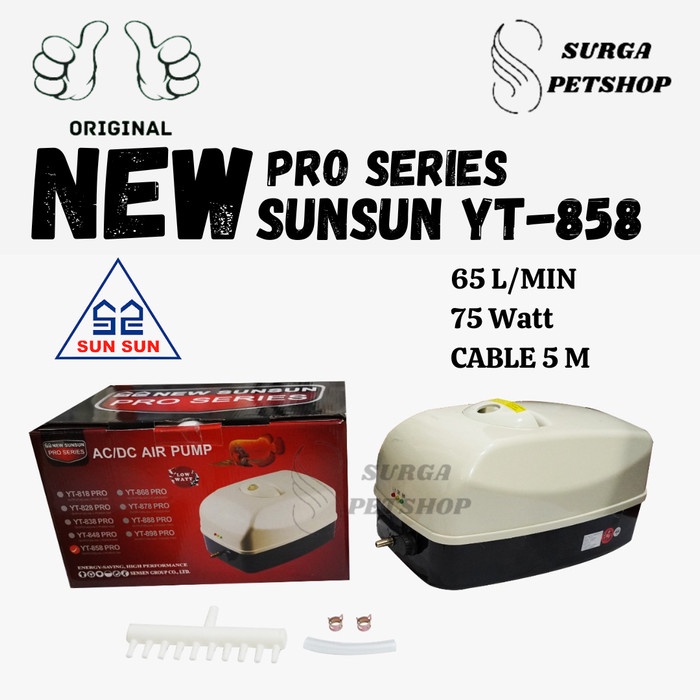NEW SUNSUN YT 858 POMPA AERATOR AC DC AKUARUM KOLAM IKAN YT858