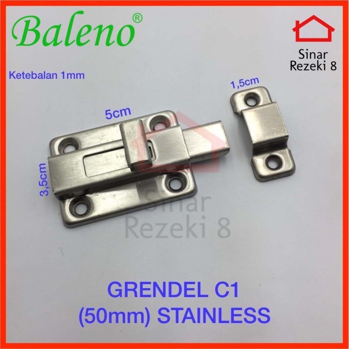 Grendel Pintu C1 STAINLESS / Slot WC Selot Gembok Kunci Kamar Mandi