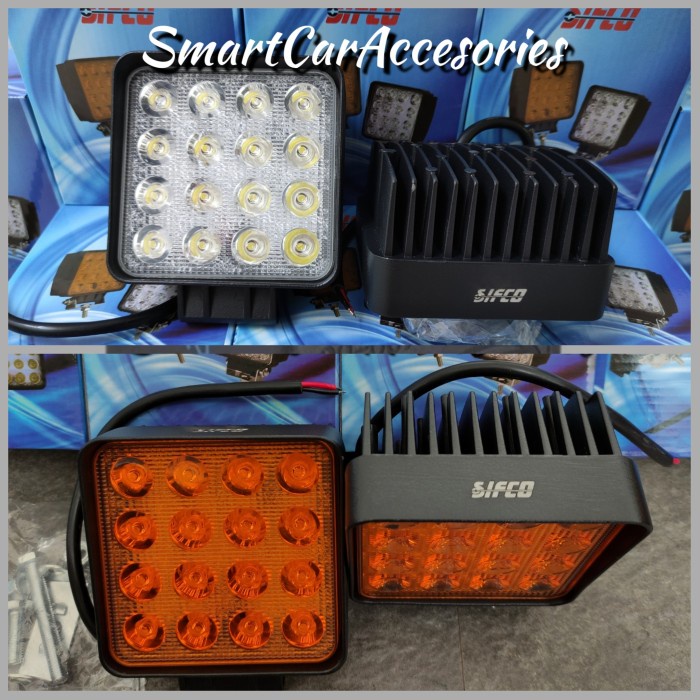 Sale Lampu Kerja Tembak Sorot Foglamp Kotak 16 Led Cree 48Watt Sifco Kuning