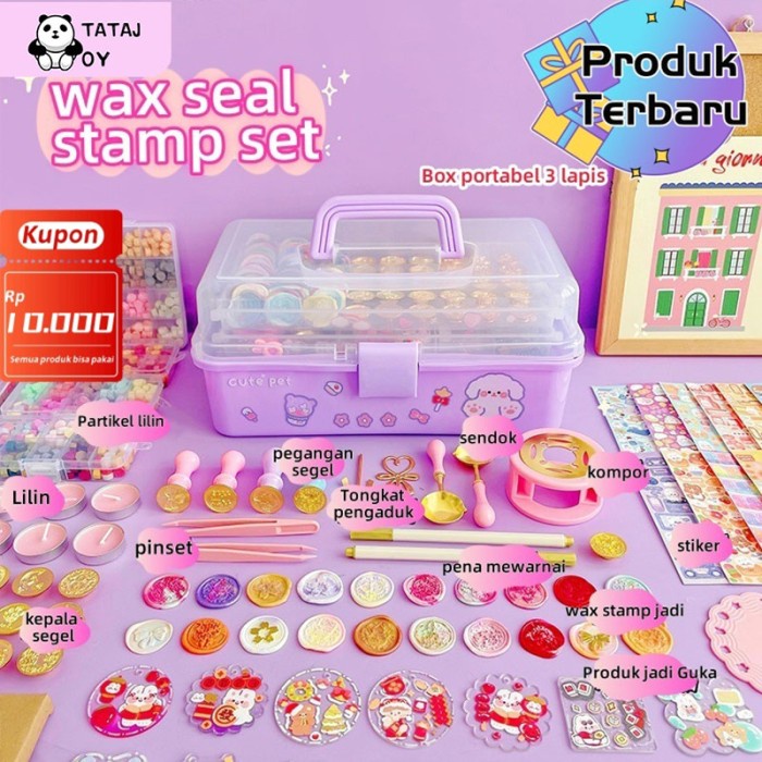 

2-In-1 DIY Kunci Akrilik Set+Seal Wax Stamp Segel Lilin Wax Stamp Set