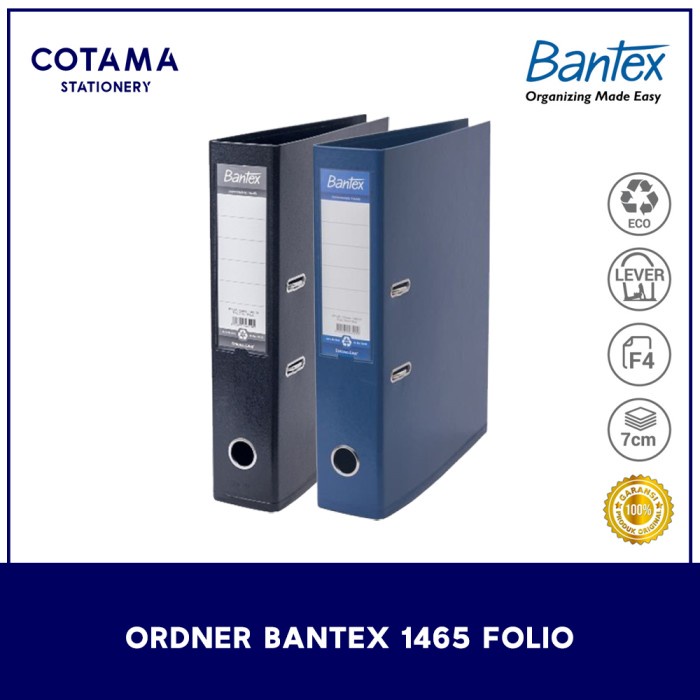 

READY STOK ORDNER BANTEX 1465 F4 / FOLIO 7 CM - 1 DUS ISI 15 PCS READYY