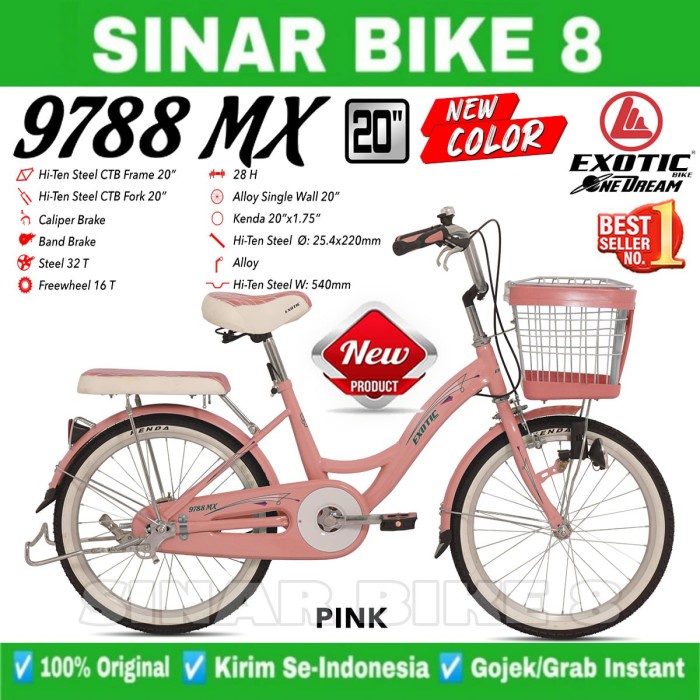 Sepeda Mini Keranjang Dewasa Perempuan EXOTIC ET 9788 MX 20 Inch