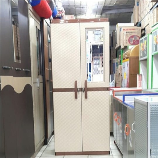 Lemari plastik 2 pintu jumbo kaca