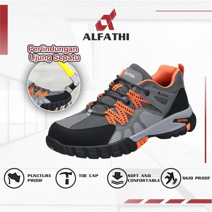 Alfathi Sepatu Safety Ori By Guyisa Grey Orange