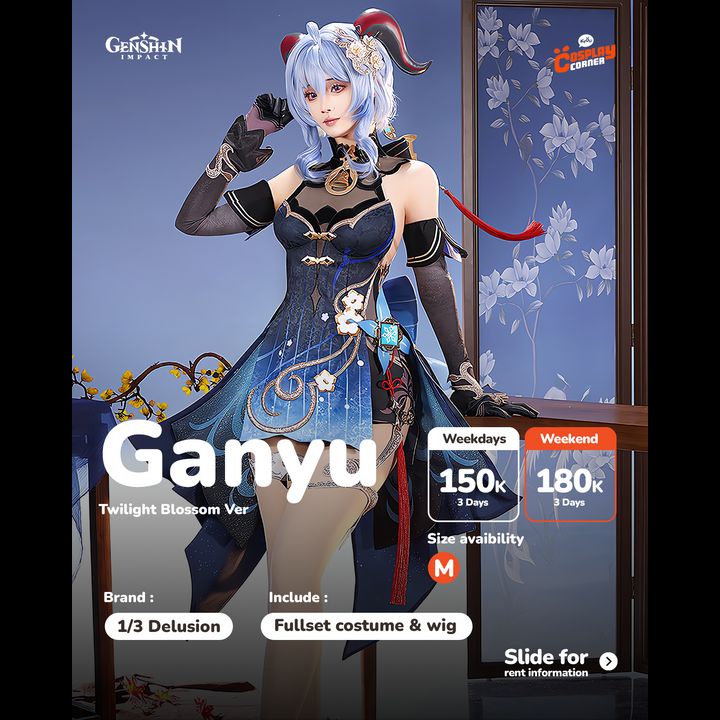[Sell] 1/3 Delusion Ganyu (Twilight Blossom Ver.) Cosplay Costume Set - Genshin Impact (Size M) [KCC