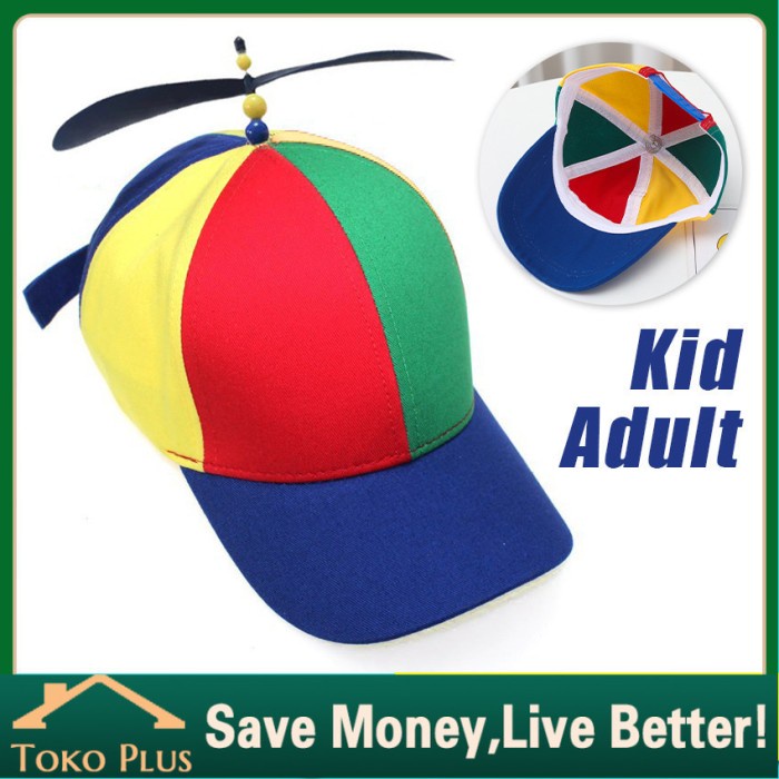 BERGARANSI Topi Warna Warni Anak - Topi Baseball Dengan Propeller - Topi Baling Baling Aksesoris
