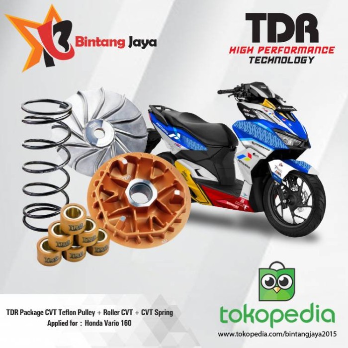 Tdr Package Cvt Teflon Pulley + Roller Cvt + Cvt Spring For Vario 160