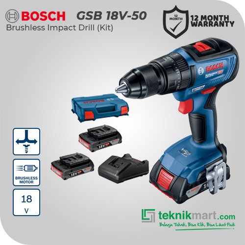 Bosch Gsb 18V-50 18Volt Brushless Impact Drill / Bor Impact Baterai