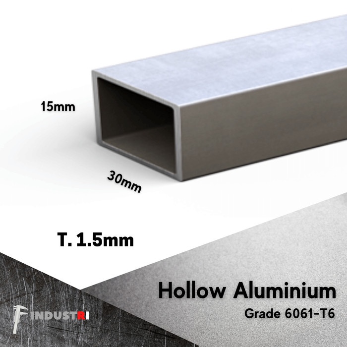 Hollow Alumunium 15 mm x 30 mm tebal 1.5 mm Hollo Aluminium dural 6061 Pipa Holo Kotak