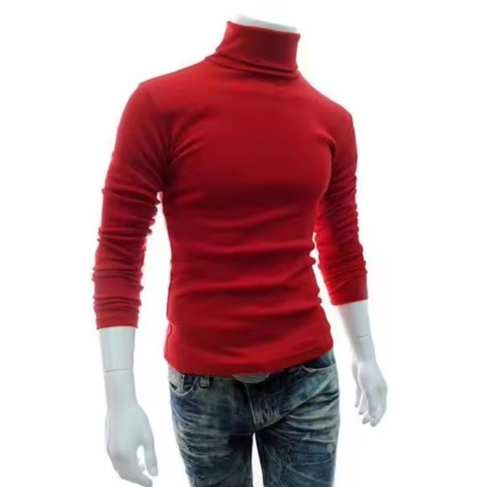 KAOS POLOS LEHER TURTLENECK KAOS PRIA KOREA KAOS PANJANG LEHER TINGGI