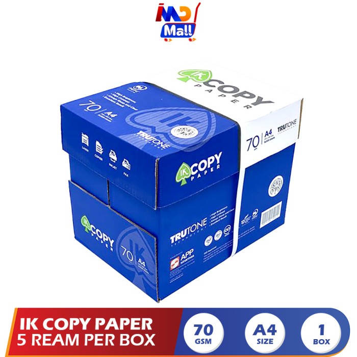 

Terbaru!! Ik Copy Paper Kertas Print Fotocopy A4 70Gr/Gsm 1 Box 2500 Sheet Packing Aman