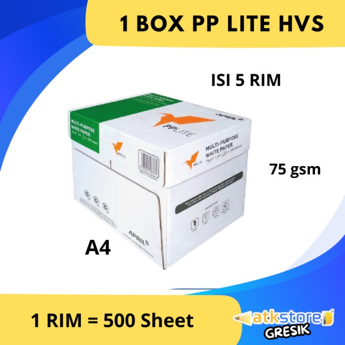 

Ready Stock Kertas Hvs Pp Lite A4 75 Gram 1 Box Cod
