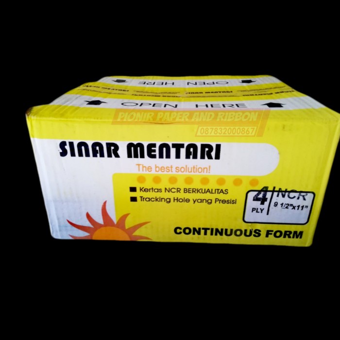 

Terbaru!! Continous Form Kertas Komputer 9,5X11" 4 Ply Merk Sinar Mentari Cod