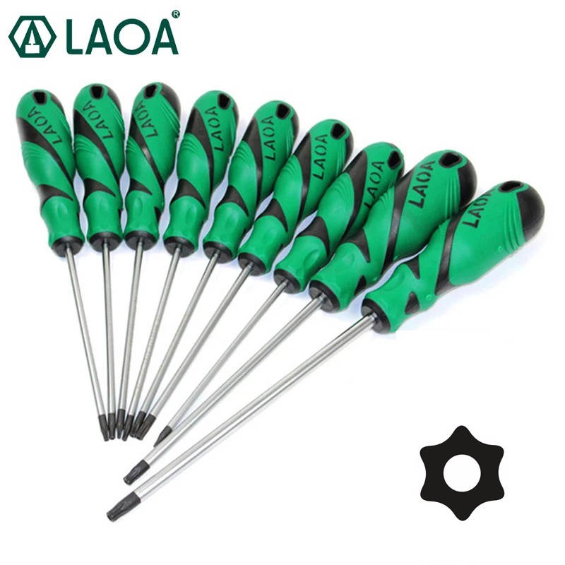 LAOA 9PCS Torx Screwdriver Sets S2 Middle hole Torx Hexangular Screwdriver Bolt Driver Special Screw