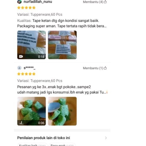 

TAPE KETAN Cirebon/Kuningan ibu Hj. Tati Kemasan Tupperware Isi 50-60 Pcs