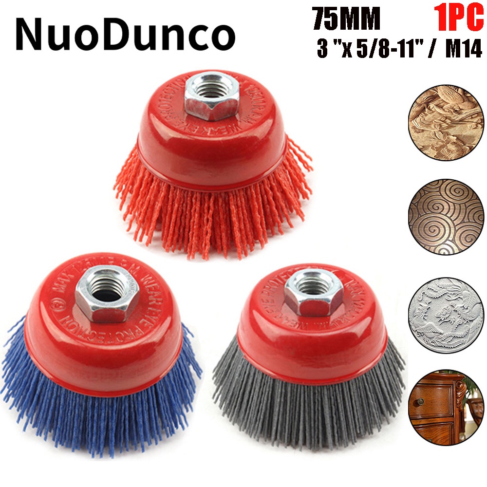 75mm Abrasive Filament Nylon Bristles Cup Brush Angle Grinder Nylon Wheel Brush for Metal Rust Remov