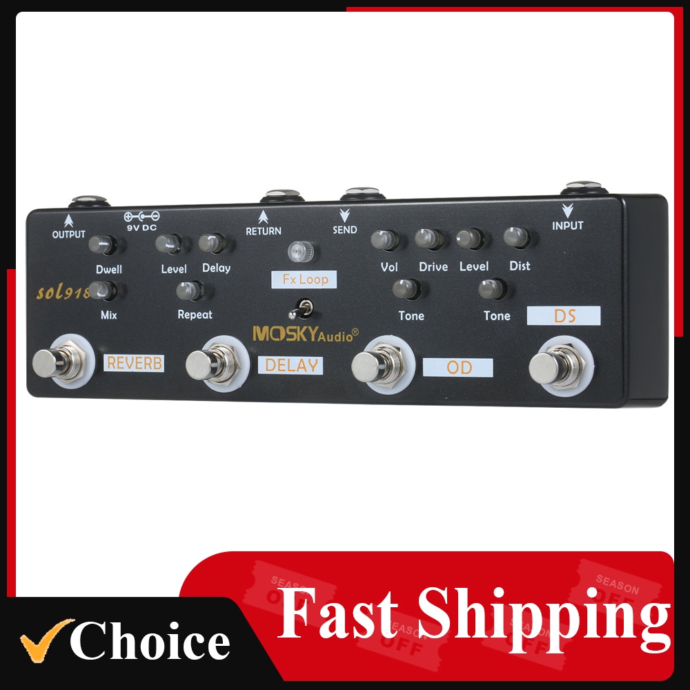 MOSKY SOL918 5-in-1 Multi Effect Pedal Combined Effect Guitar Pedal True Bypass Multi-in-one Combine