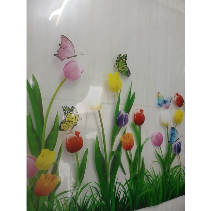 Fiber Plastik Plat Penutup Pagar Motif Tulip Clear