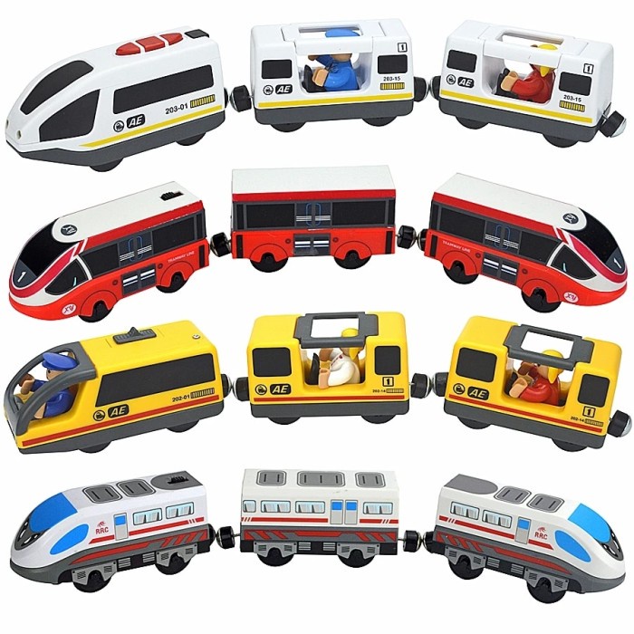 Train Track Wooden Train Toys Magnetic Set Electric Car Locomotive