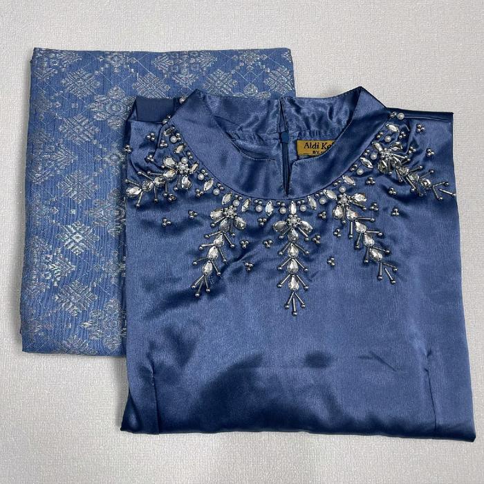 Setelan Tunik Mahalini Payet Mutiara Elegan Mewah Baju Kebaya Pesta Wisuda