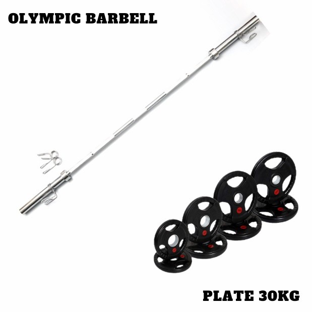 Paket Olympic Barbell + Plate 30Kg