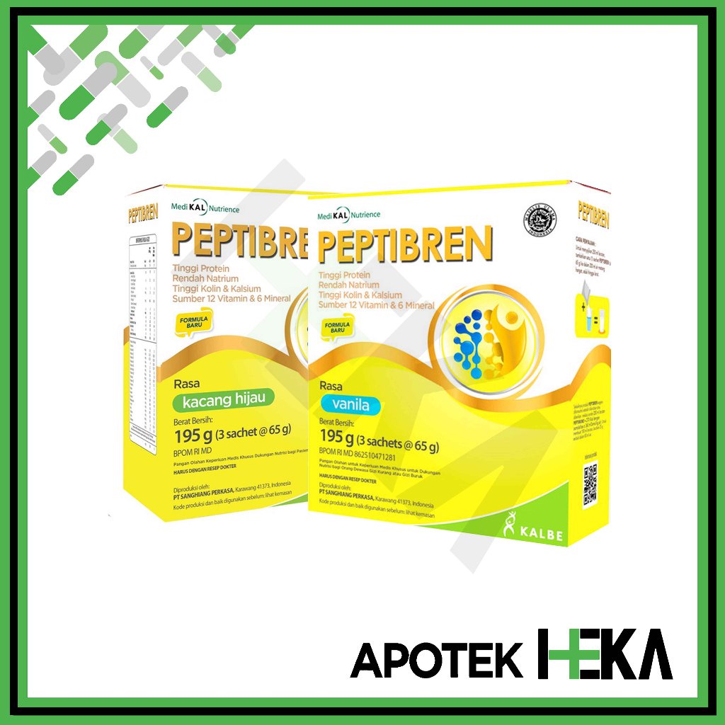 

[BUNDLE 4 PCS] Peptibren Vanila/Kacang Hijau 195 gram - Pasien Stroke dan Mencegah Pikun