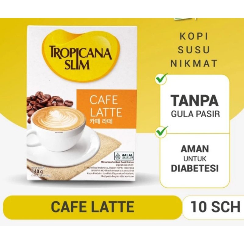 

Tropiacana Slim CAFE LATTE (10 Sch) - Kopi Bebas Gula