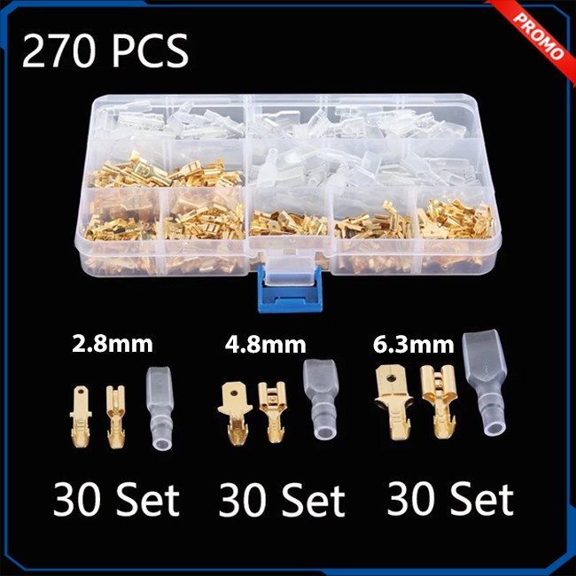 WW- Skun Konektor Kabel Motor Male Female Sekun Terminal Kuningan 270 Pcs