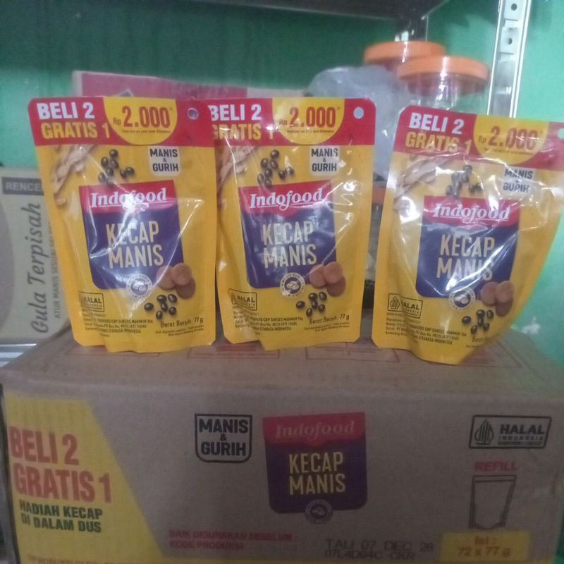 

1 dus kecap indofood 2000an/pcs(isi 72 pcs)