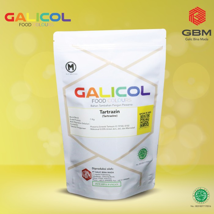 

Pewarna Makanan Tartrazin Merk Galicol CI 19140 - Packaging 1Kg