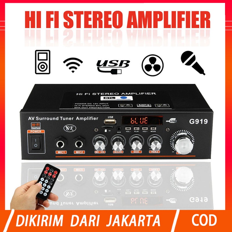 800W G919 Mini Amplifier 12V/220V FM SD HiFi Bluetooth 5.0 Stereo Audio Player Power Amplifier Car