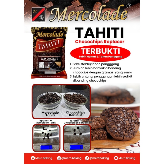 

Ready" Mercolade Tahiti Chocolate Flake 1Kgpengganti Chocochips Coklat Butir
