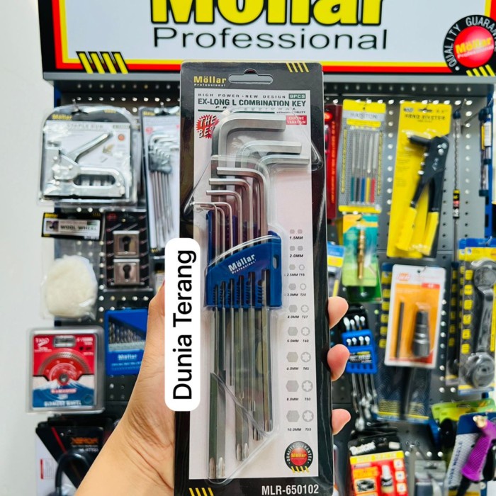 Kunci L Set Kombinasi MOLLAR 9 pcs Panjang CrV - Hex-Torx MLR-650102