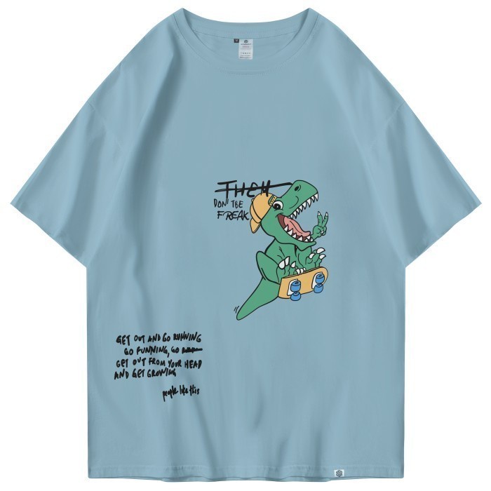 OOTDSUPPLY OVERSIZED TSHIRT FREAK BABY BLUE & WHITE I KAOS OVERSIZE