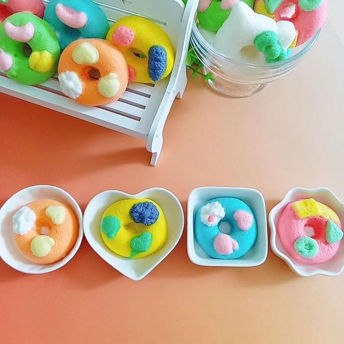 

1 Kantong @30 Pcs - Donat Marshmallow Lembut Mix Rasa: Semangka, Stroberi, Mangga, Melon Snack