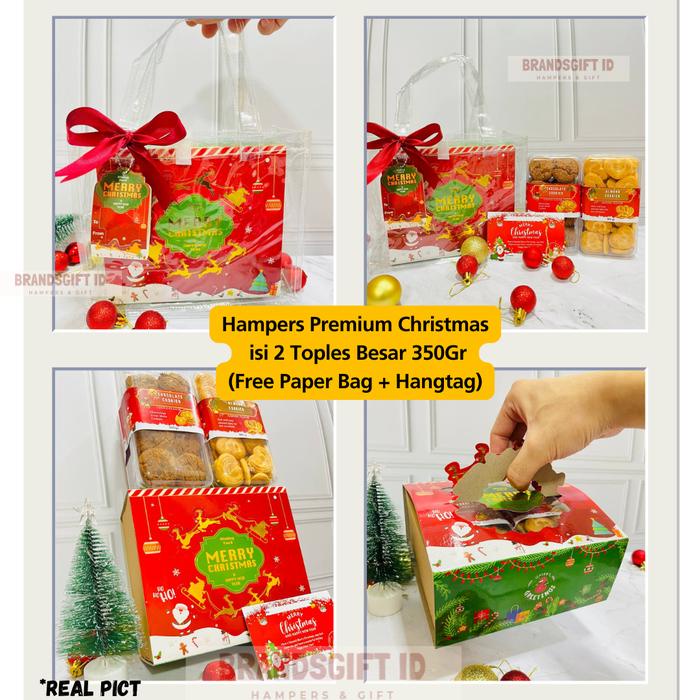 

HAMPERS NATAL COOKIES PARCEL NATAL CHRISTMAS / KADO NATAL ISI 3 TOPLES/JAR 350GR FREE PAPER BAG