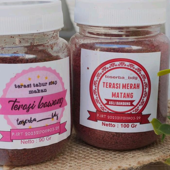 

paket terasi merah bubuk dan terasi bawang tabur siap pakai kemasan botol